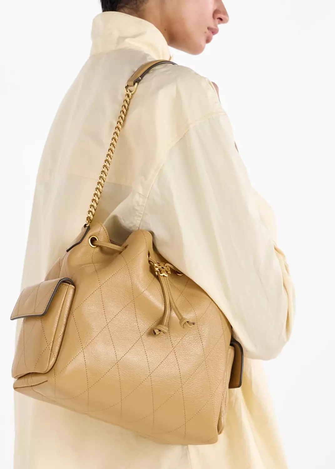 Tory Burch Charlie quilted drawstring bucket bag 1