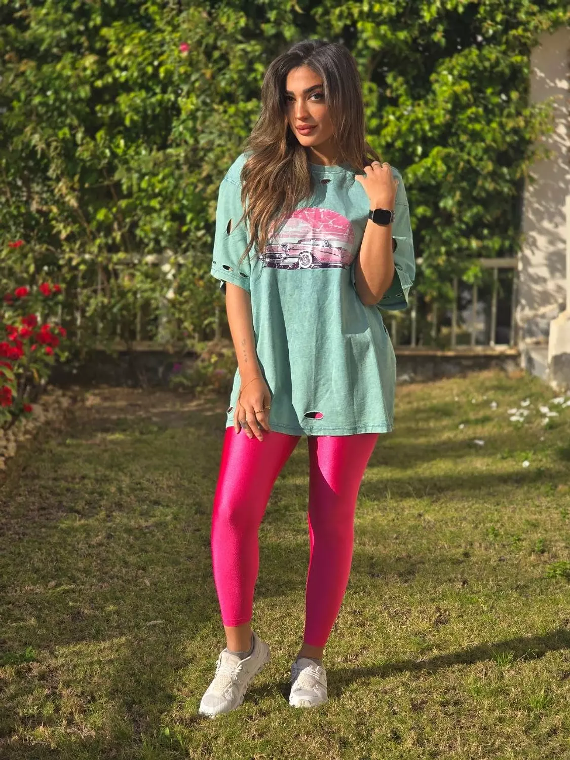 Fushia metallic legging  image