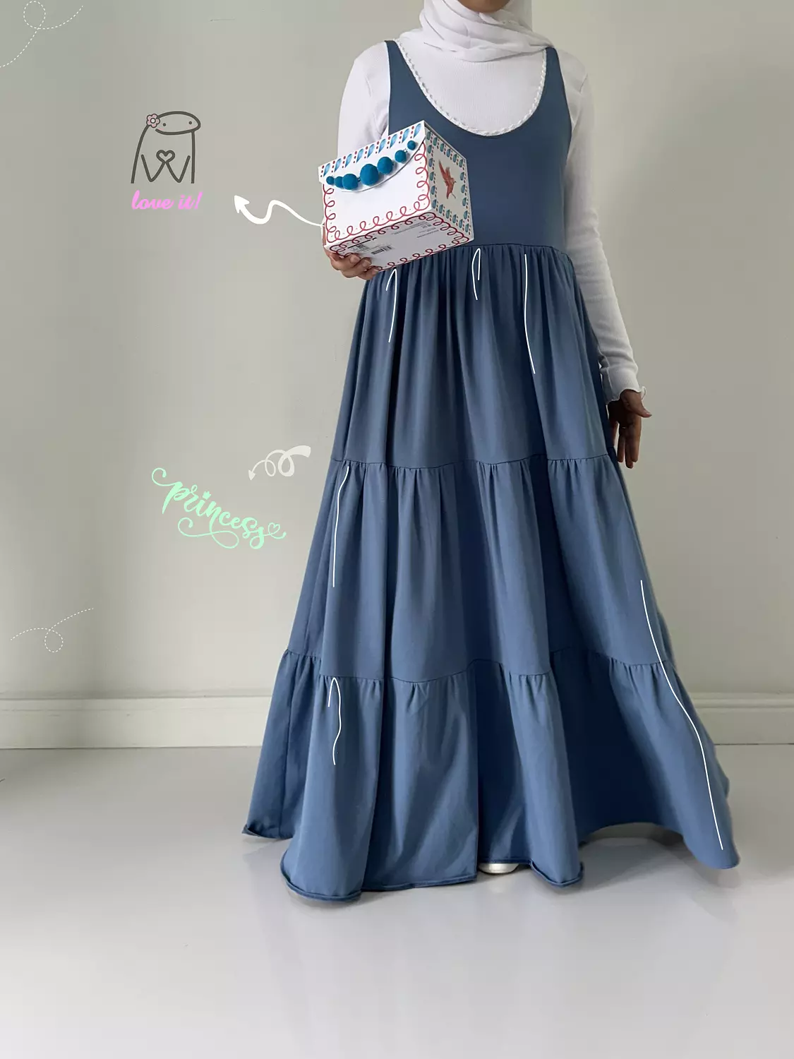 (Cotton ruffles dress blue (T 4