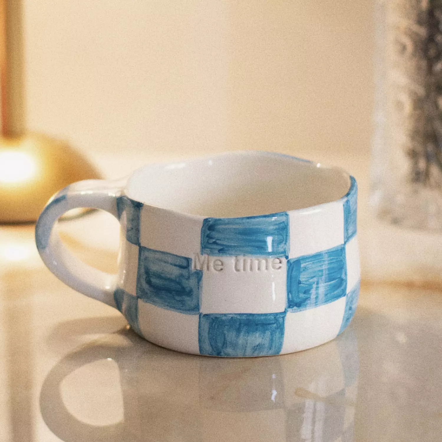 Blue grid mug  image