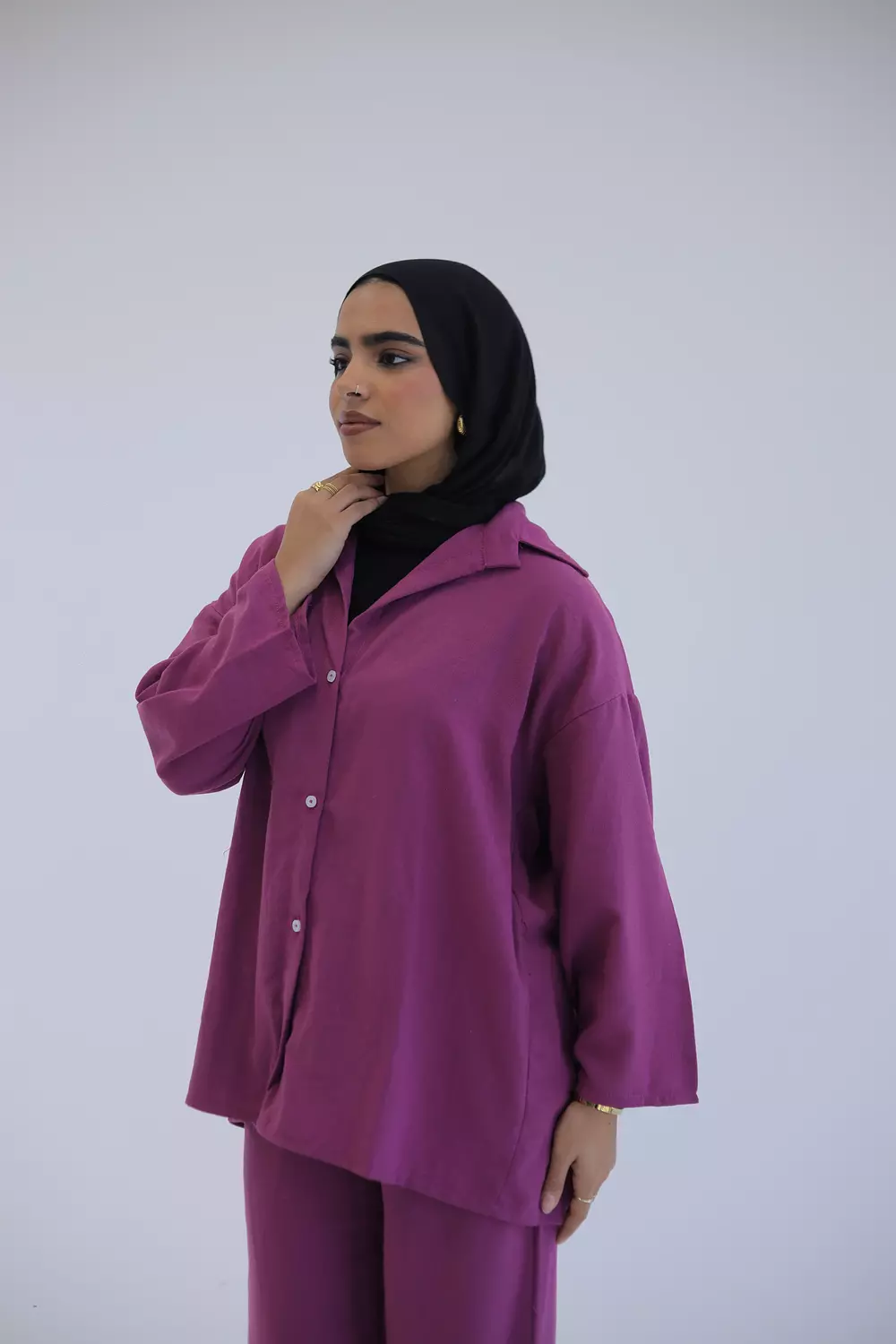 Purple linen suit 1