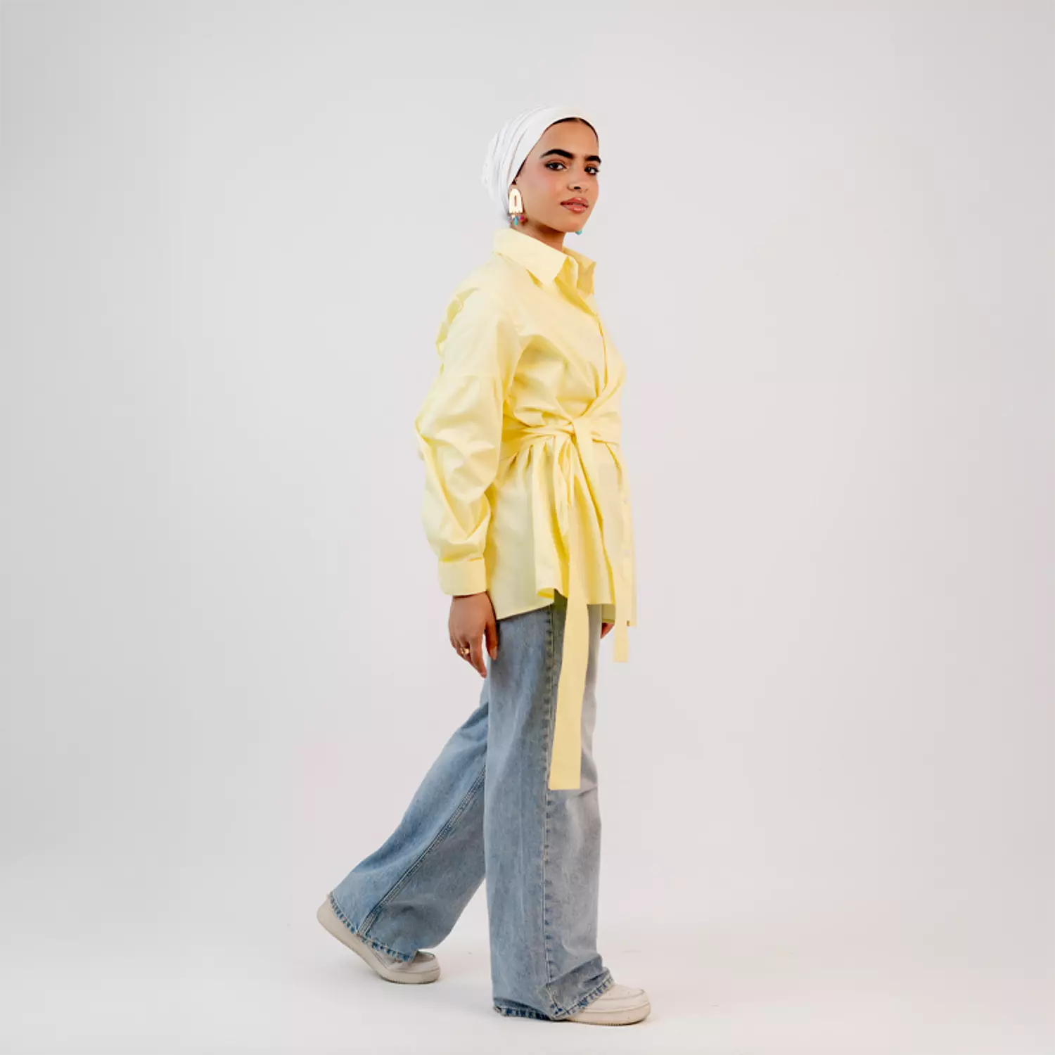Wrapped shirt popline - Yellow  hover image