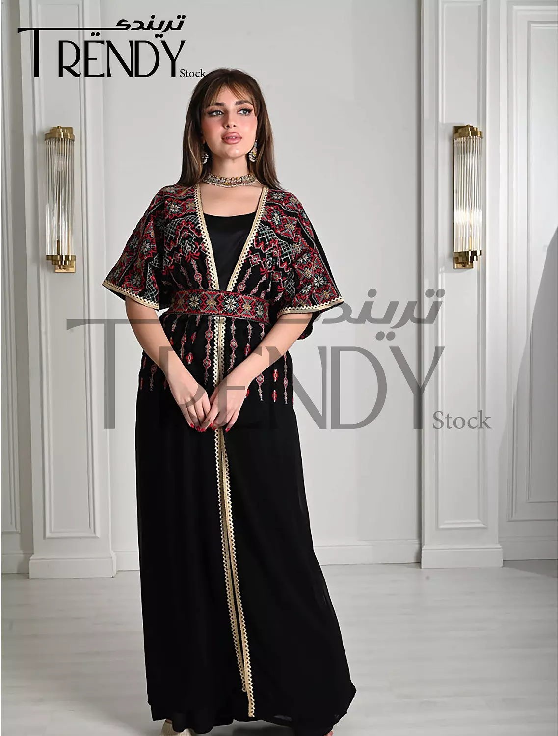 Embroidered chiffon kaftan 1