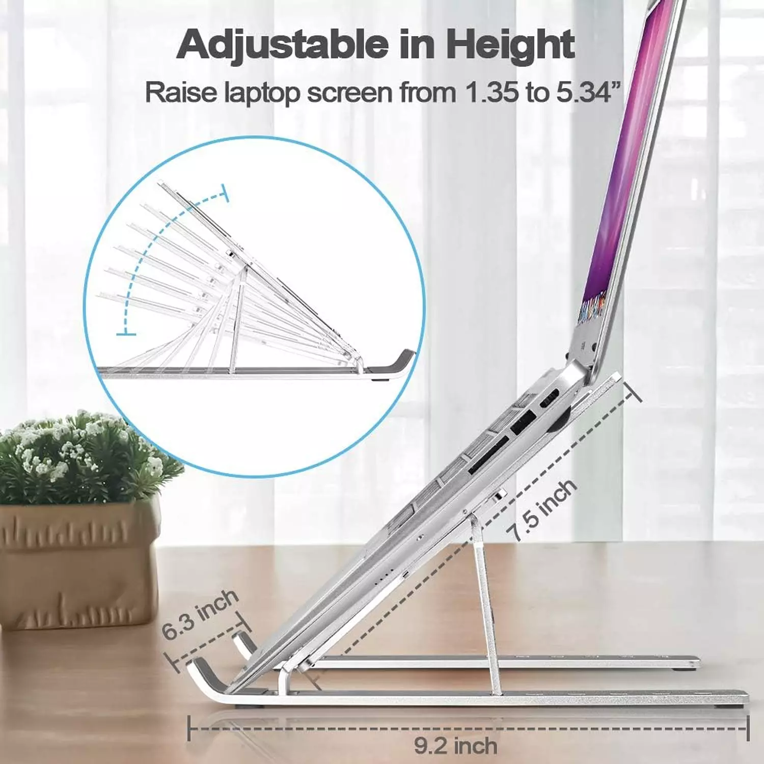 Creative Foldable Laptop Stand with 6-Level Lift Gray 6