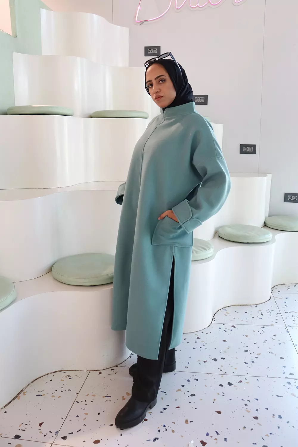 Aqua Long Wool Tunic 2