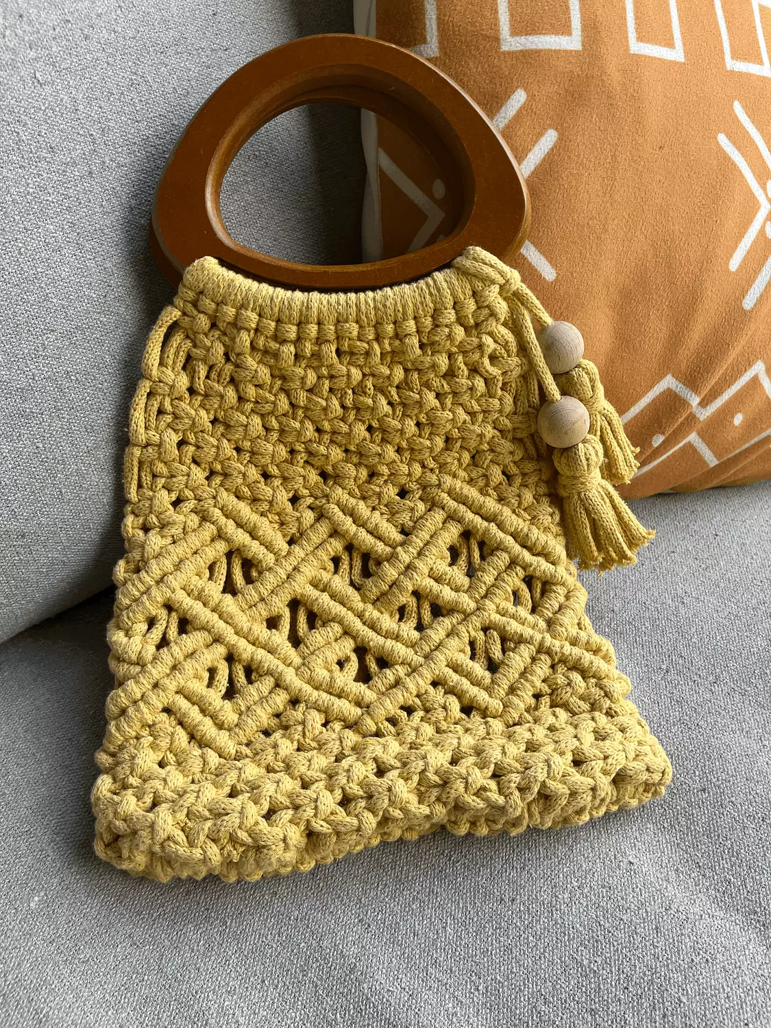 Mustard Yellow Crochet Wrist-Bag image
