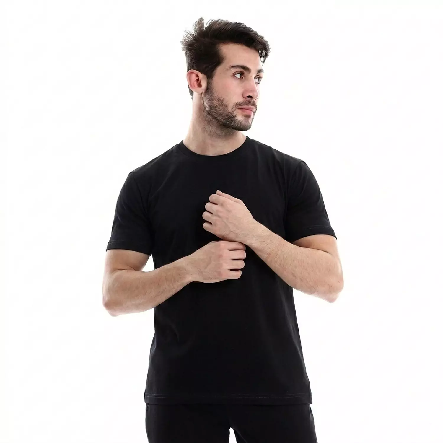 تي شيرت قطن سادة - 4018 - اسود image