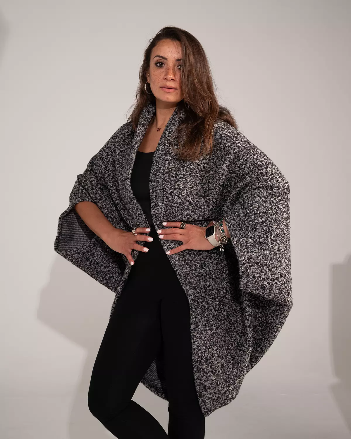 Bat wing wool cardigan grey image