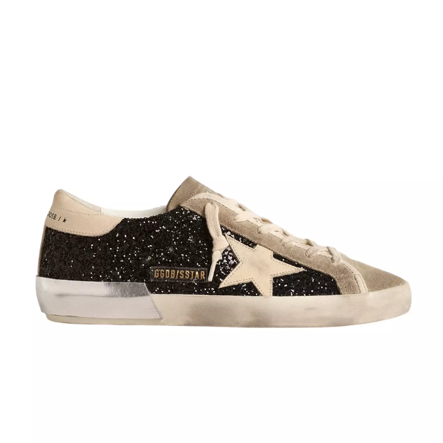 Super-Star in black glitter with cream star and suede inserts image