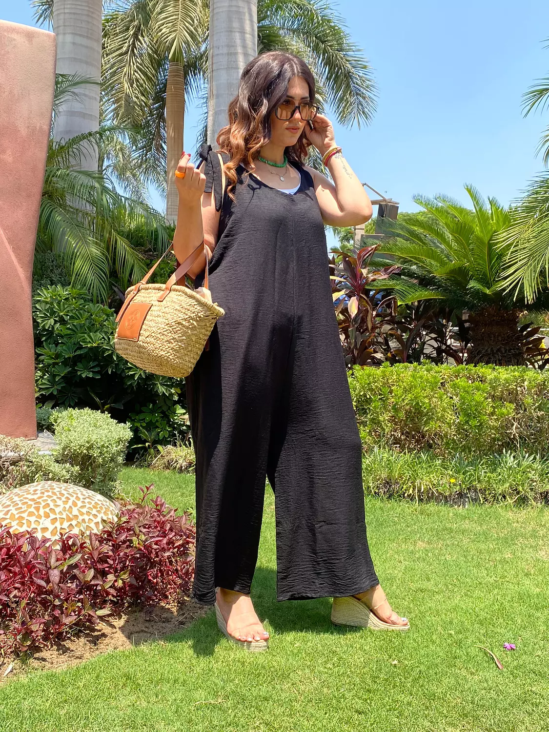 black over size linen jumpsuit 2