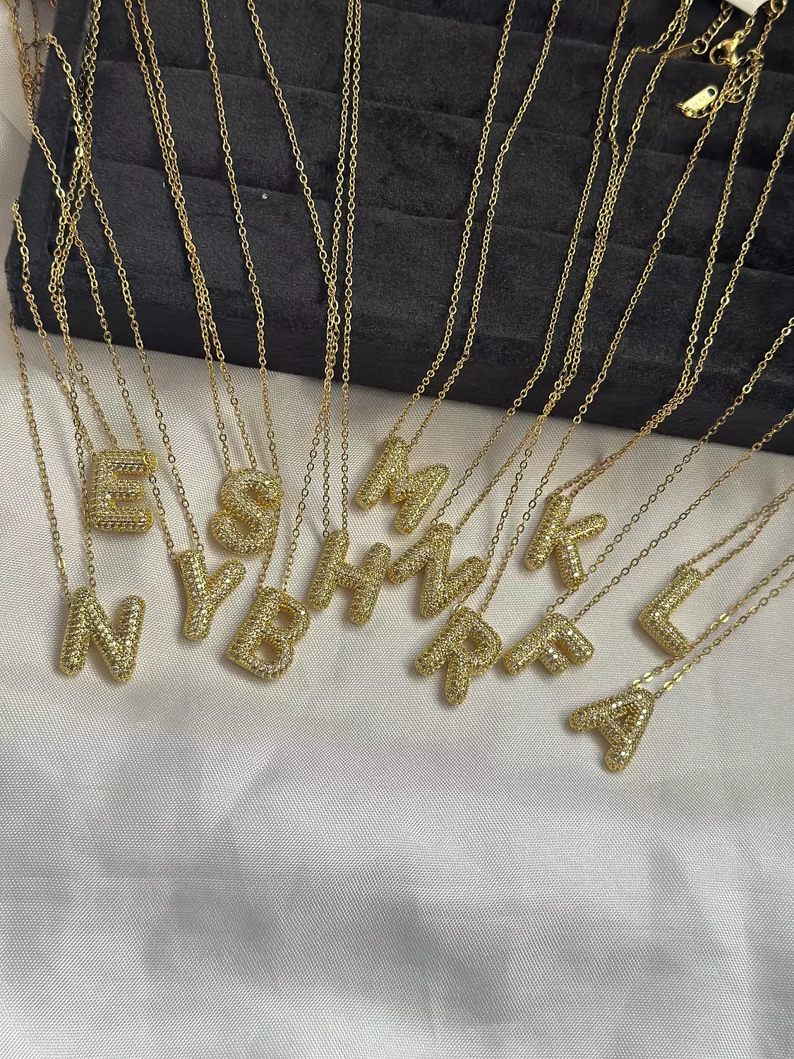 Crystal bubble letter necklace  1