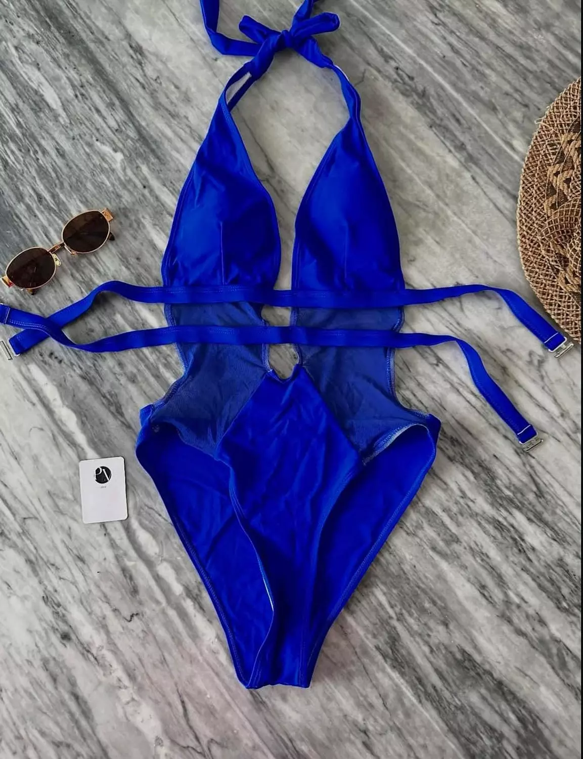 shein 1 peice blue swimsuit image