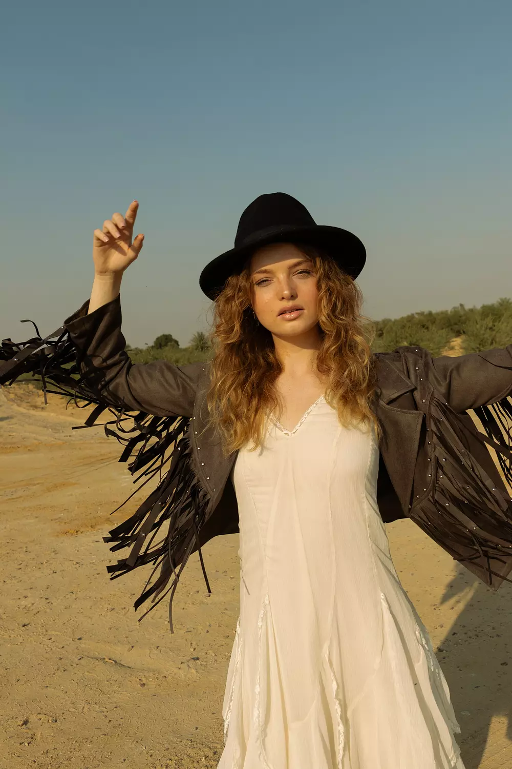 Fringe Suede Jacket - Dark grey hover image