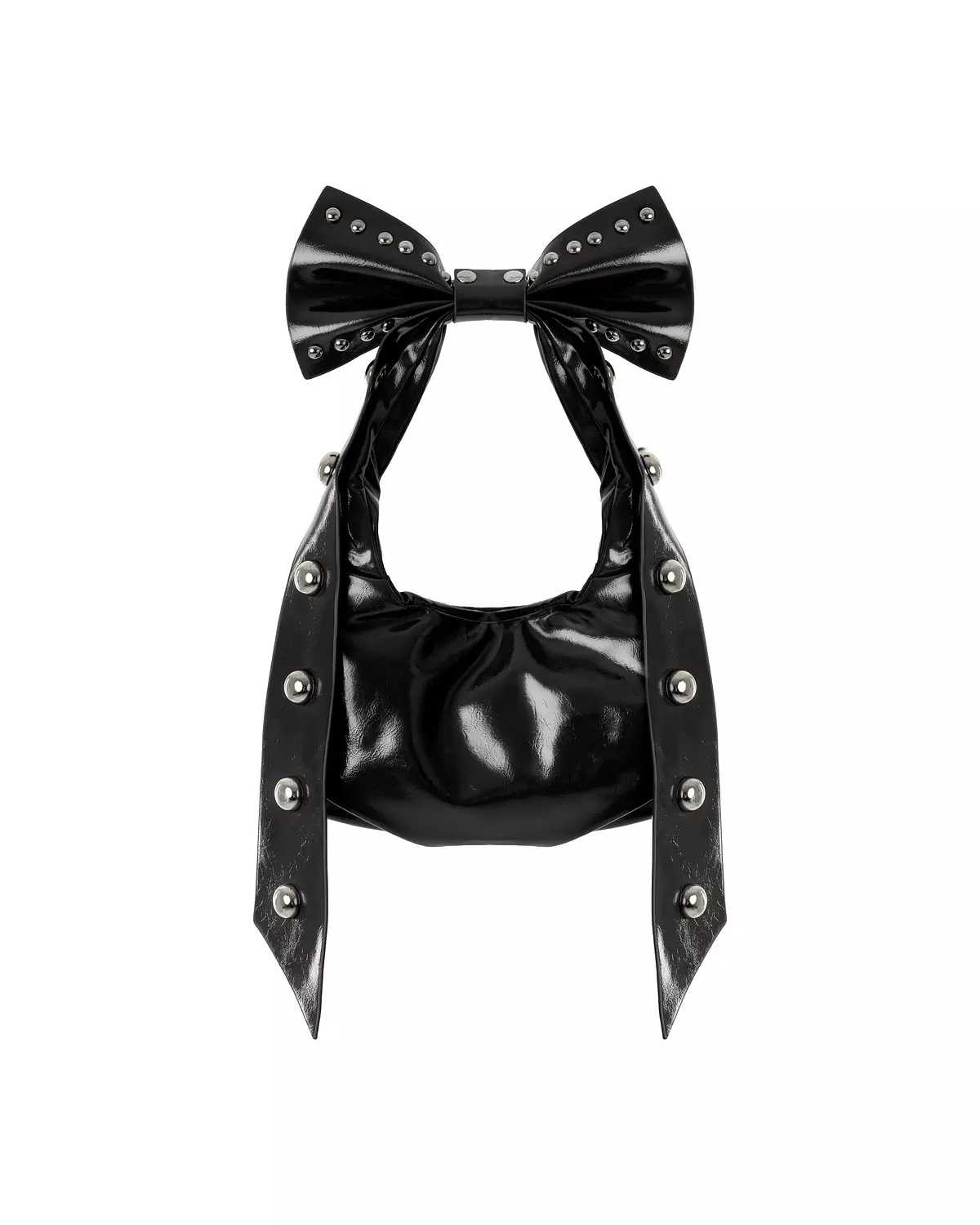 Black Bow and Studded Shoulder Bag   image