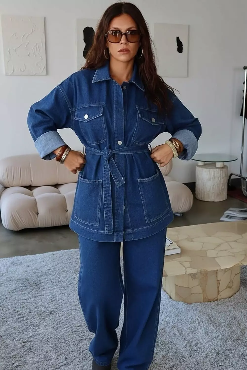 Belted Denim Co-ord Set