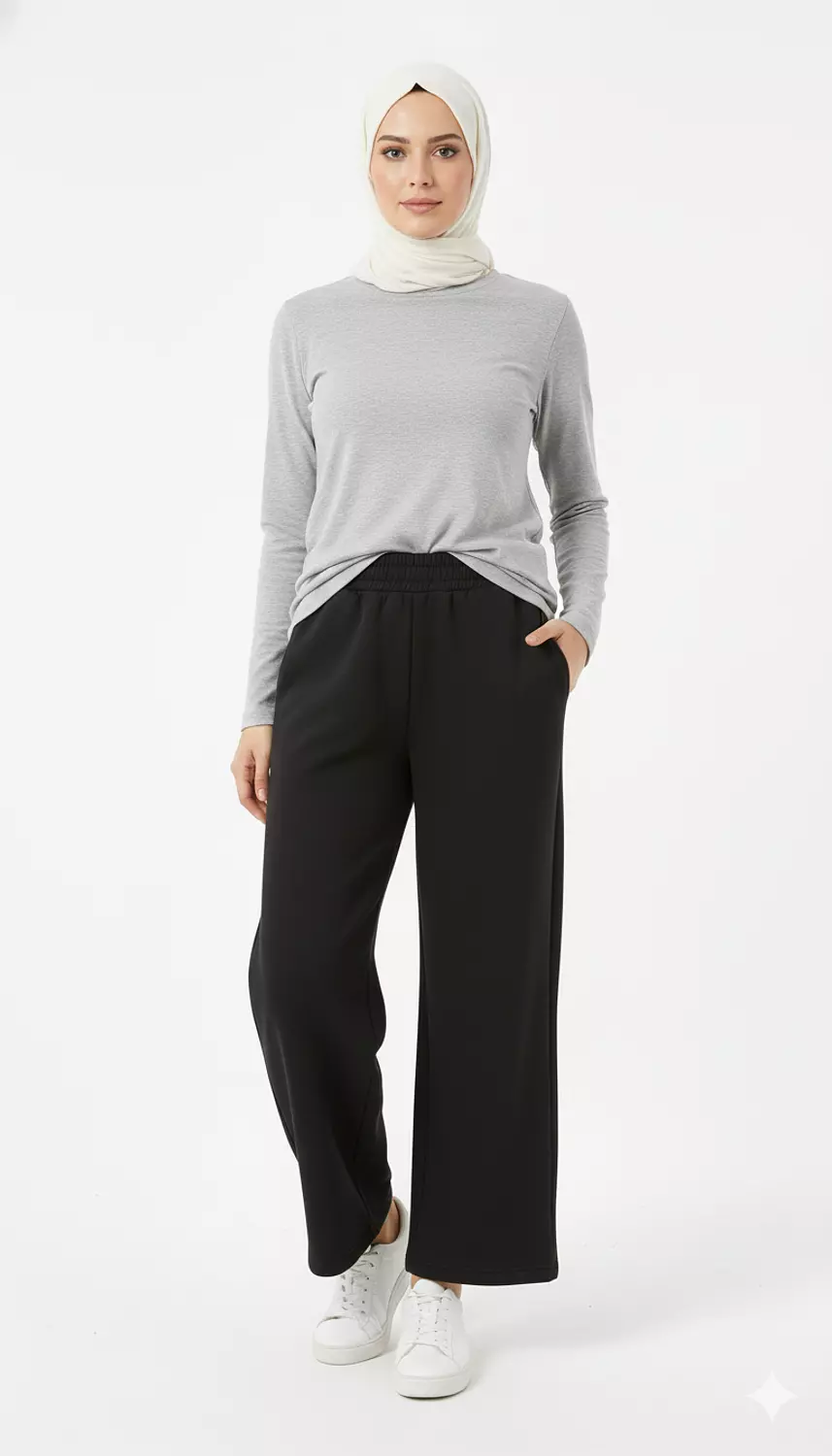 Wide-Leg Fleece Sweatpants with Elastic Waist 3