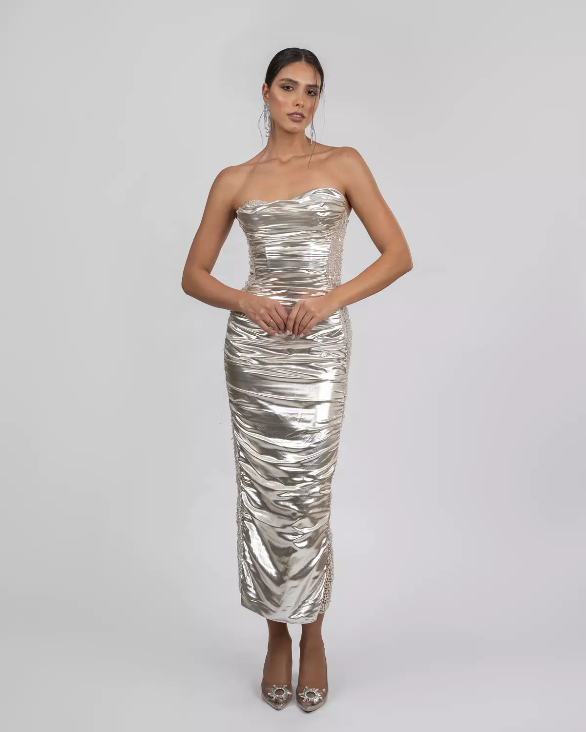 Metallic Strapless dress 3