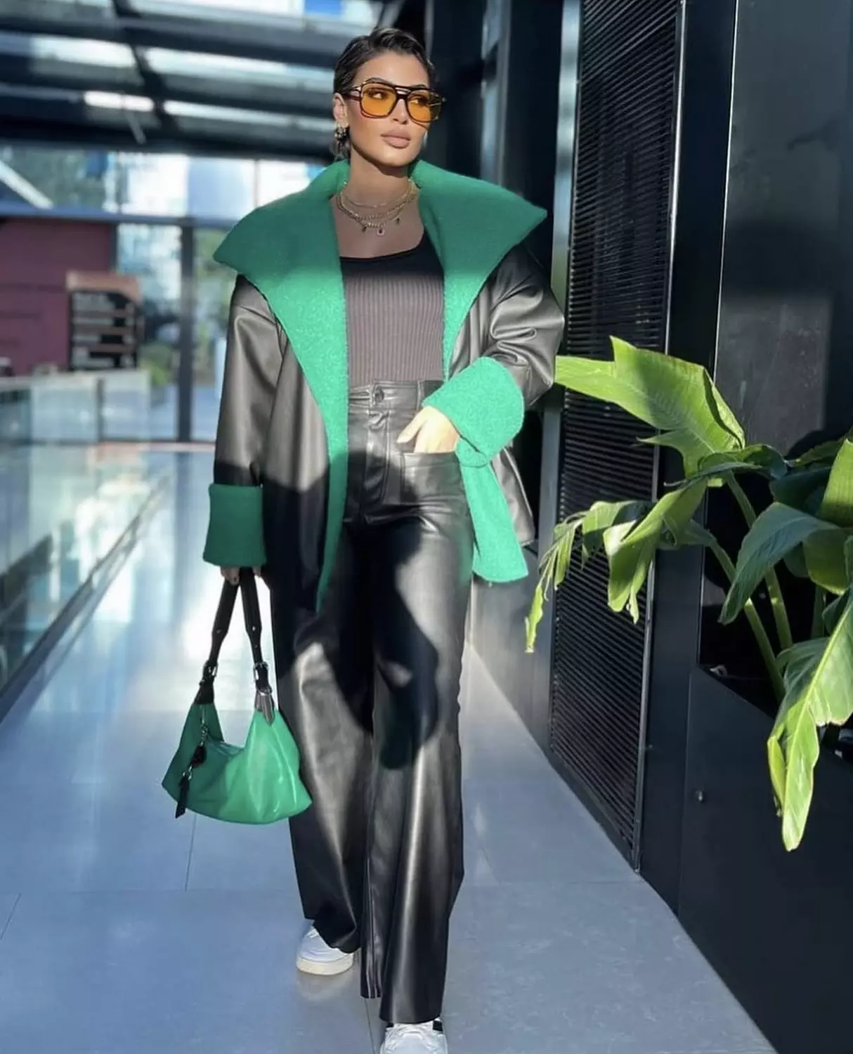 Green leather jacket  2