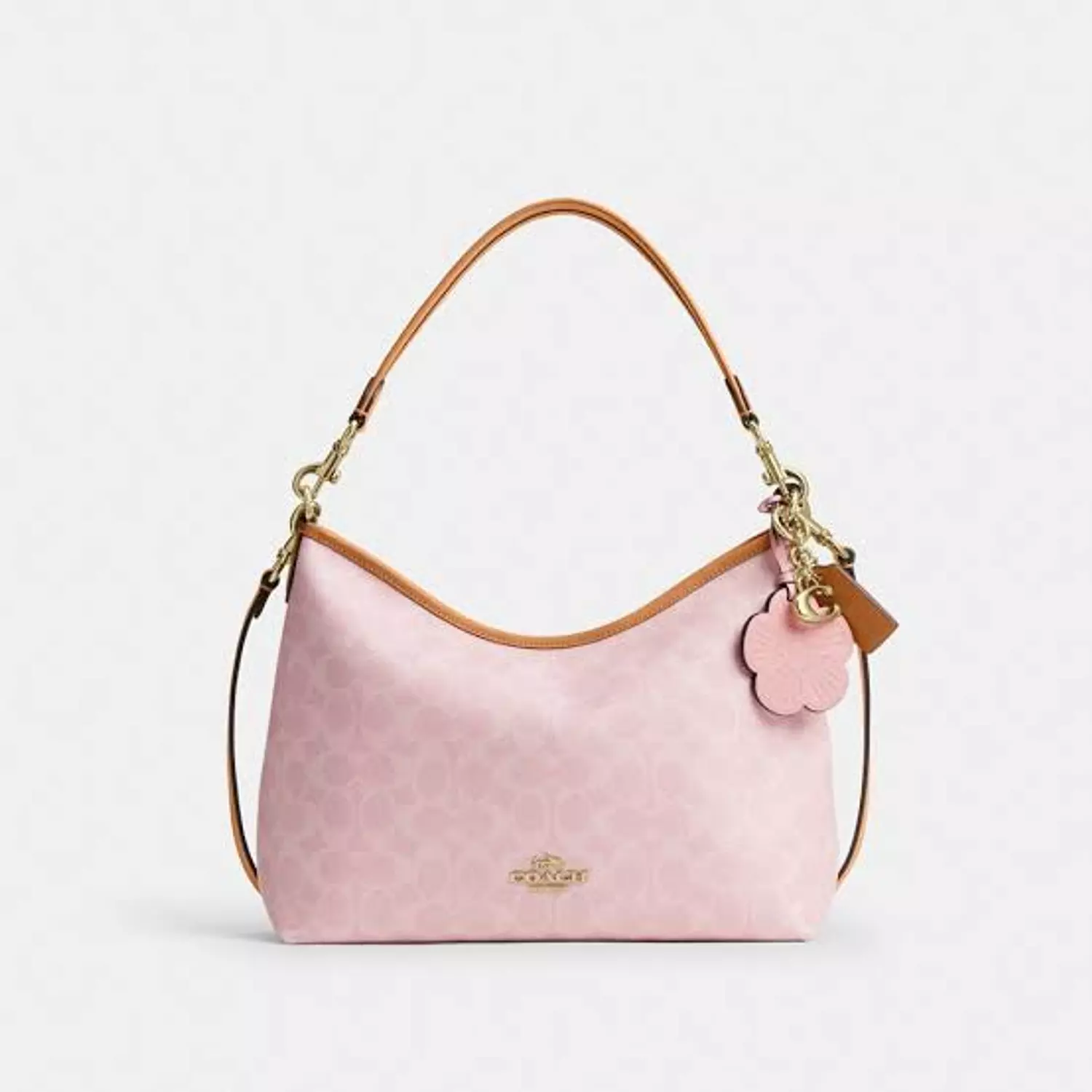 Coach laurel shoulder bag in signature canvas pink image