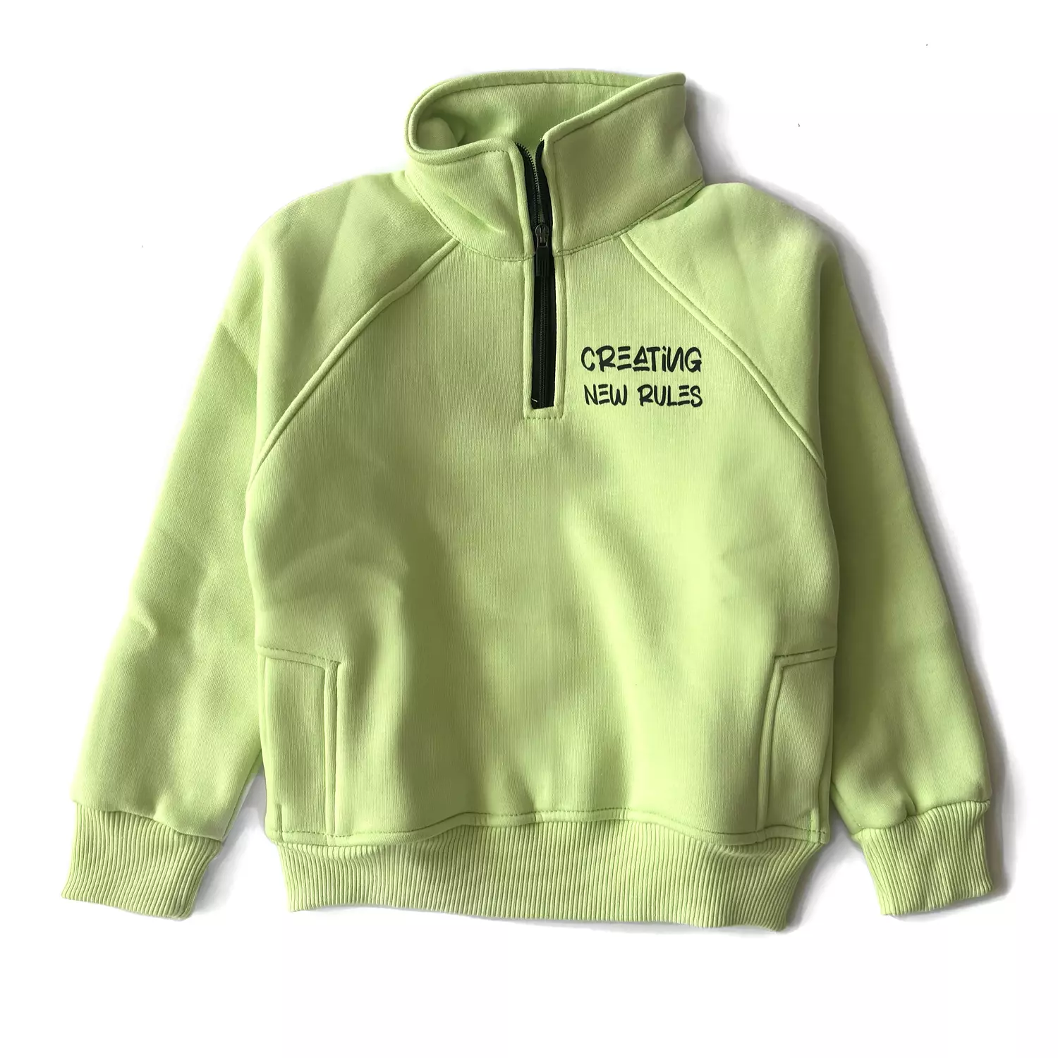 Lime Green ZipUp Cotton Fleece Sweatshirt  image