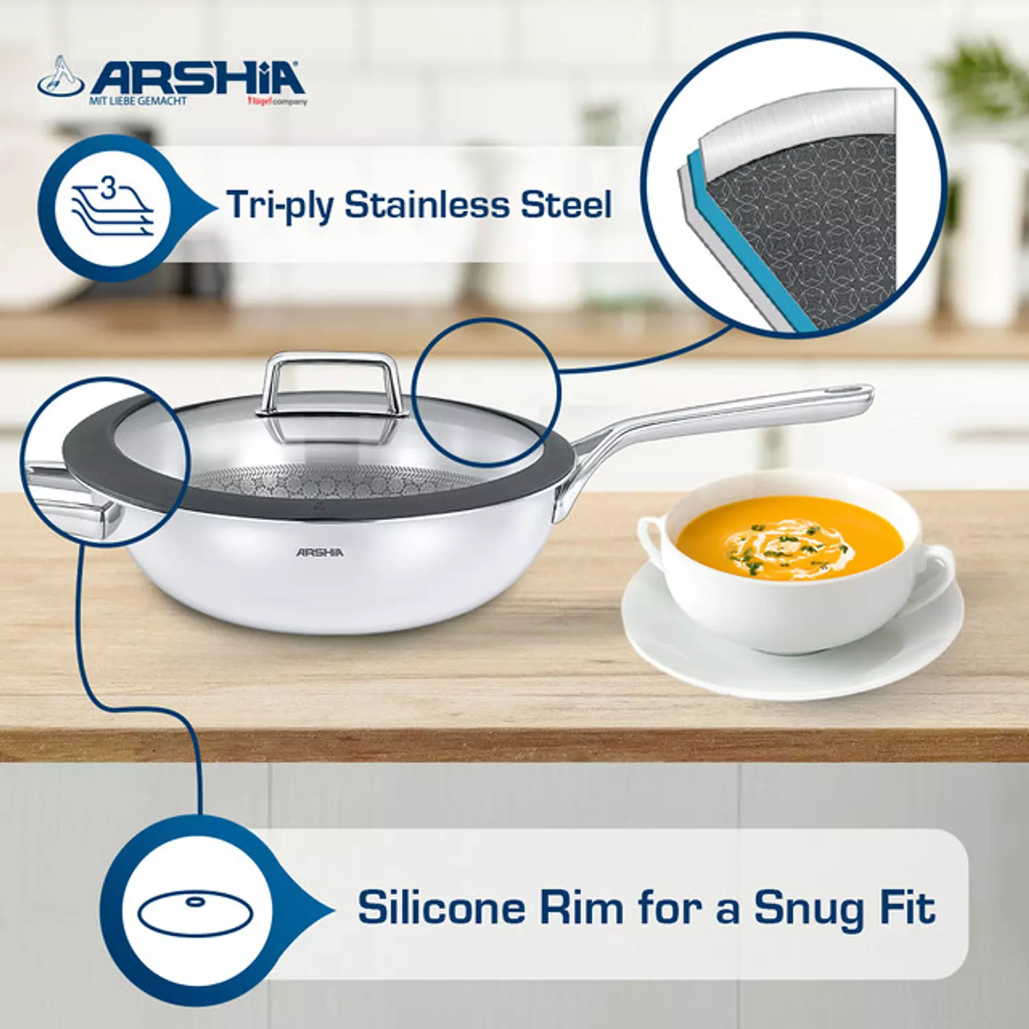 ARSHIA 9 piece stainless steel cookware set 1