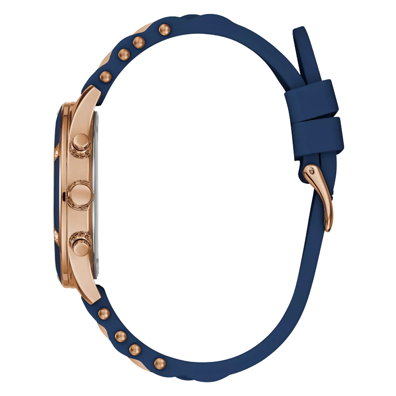 GUESS W1234L4 ANALOG WATCH  For Women Blue & Rose GoldSilicone Textured Strap  1