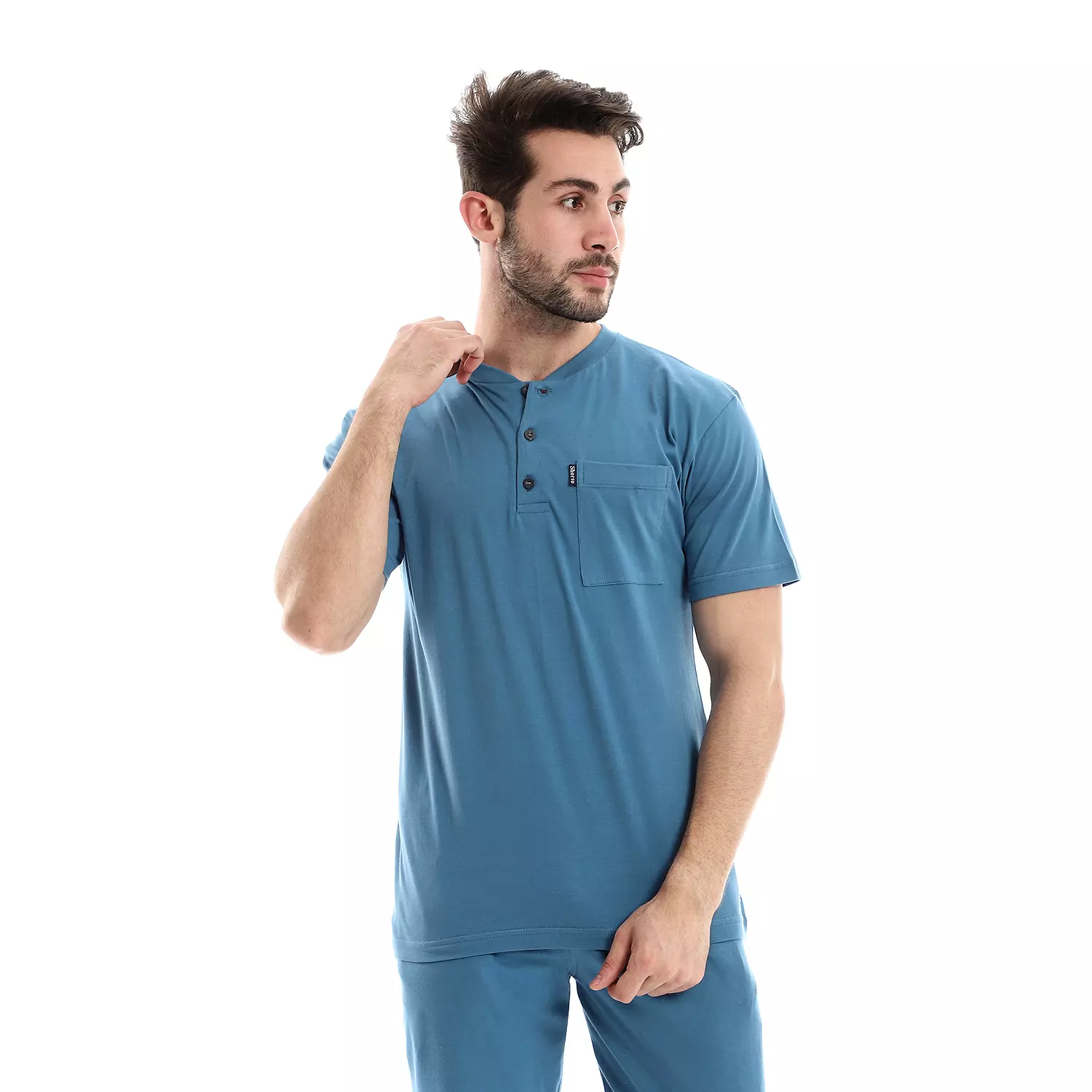 Men Cotton Plain T-Shirt - 4037 - Petrol Blue image