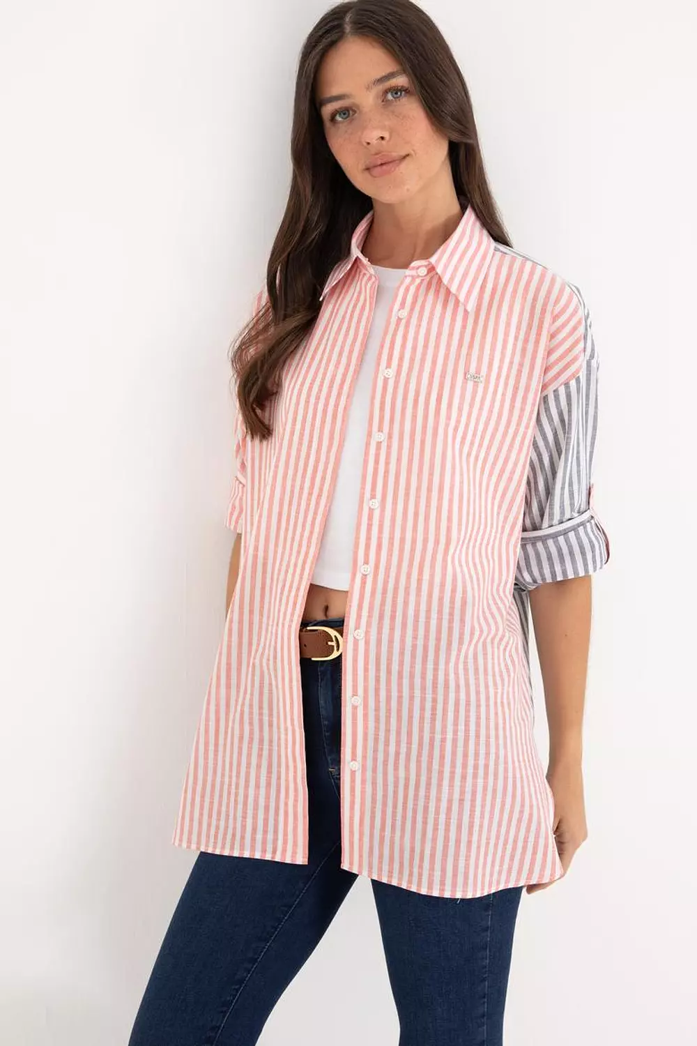 Women's Cherry Striped Long Sleeve Tunic Shirt 3