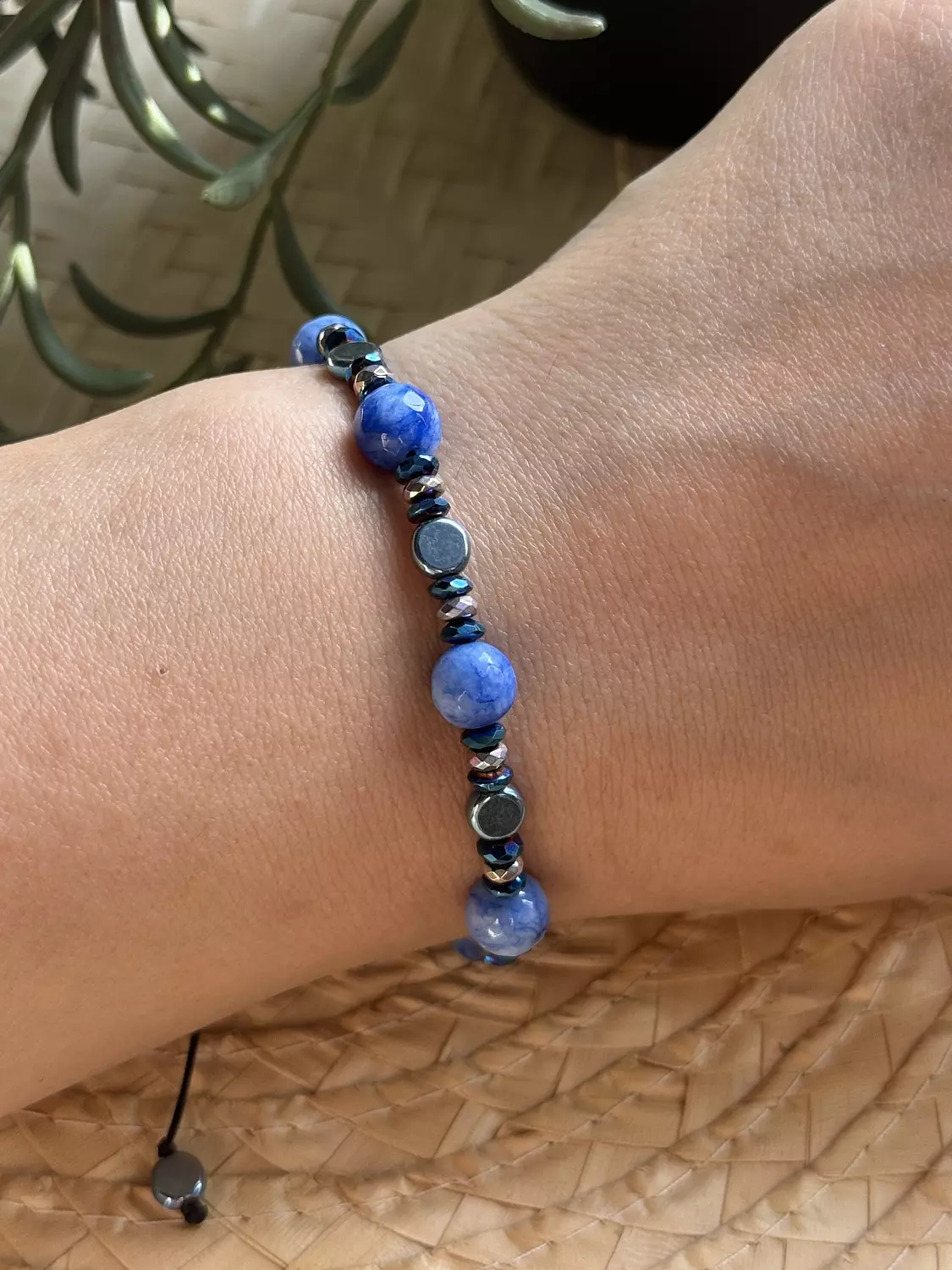 Hematite / Agate Blue Bracelet ( Stock ) 2