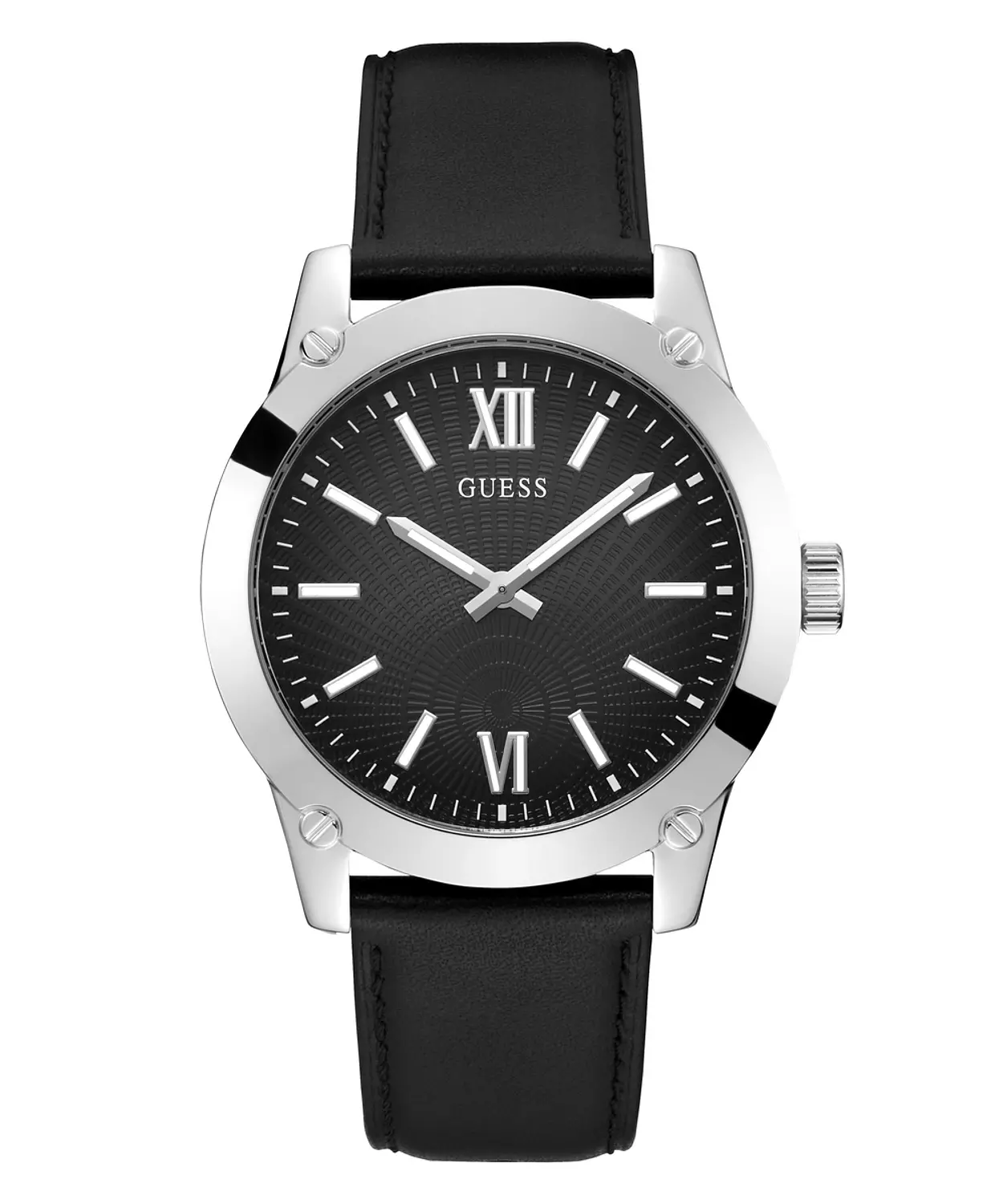 GUESS Watch GW0628G1 ANALOG WATCH For Men's Round Shape Black Leather Strap