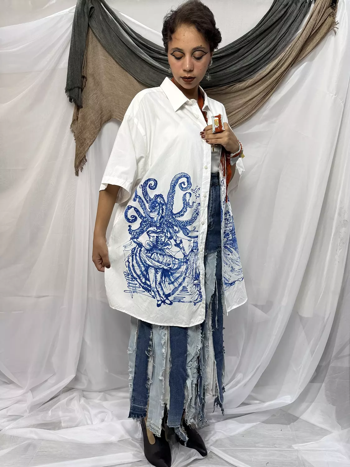 “Musical night “ hand-painted white shirt  hover image