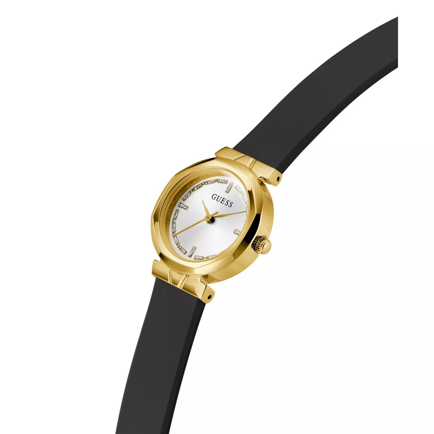 GUESS Ladies Black Gold Tone Analog Watch BLACK Silicone Strap GW0928L2 3
