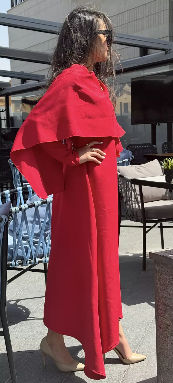 RED CAPE DRESS 7