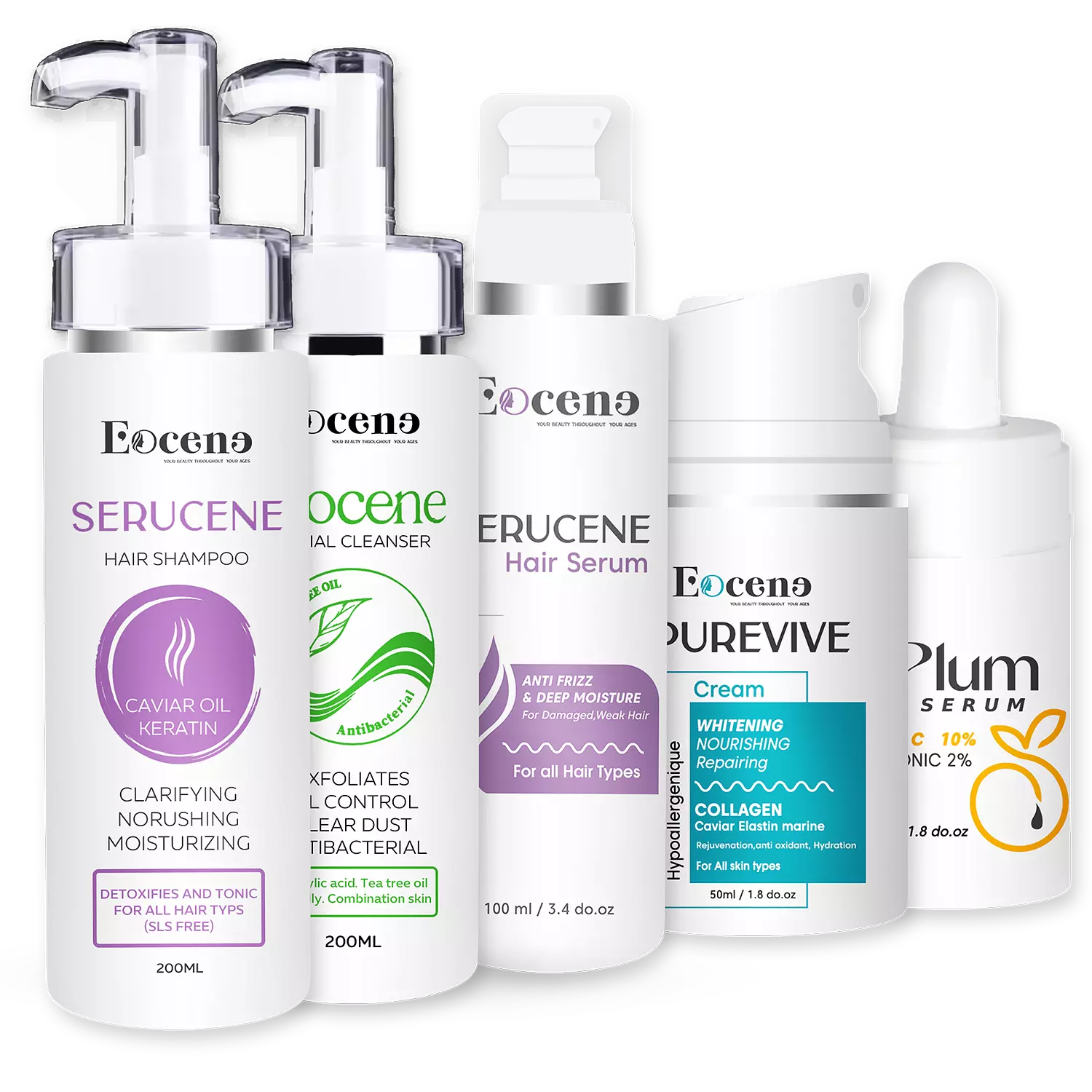 Cleanser+C Plum+ Purevive+Serusene Shampoo+Serusene Serum image