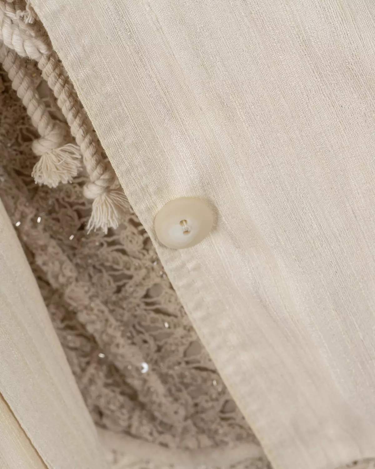 Refined Off-White Silk Jacquard Turtleneck Top 9