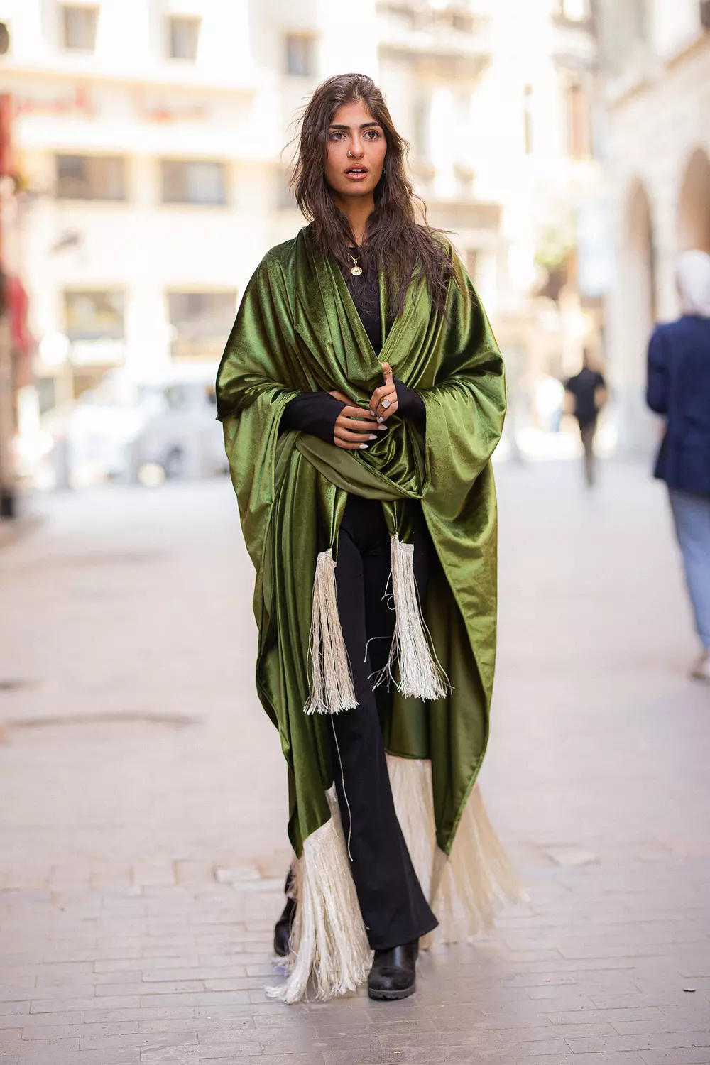 Green velvet scarf keftan 2