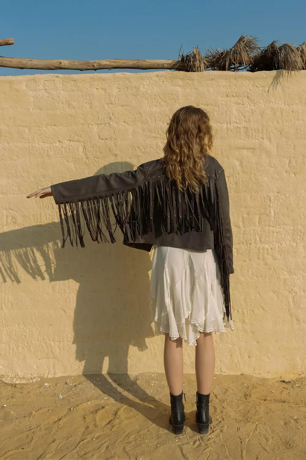 Fringe Suede Jacket - dark grey 6