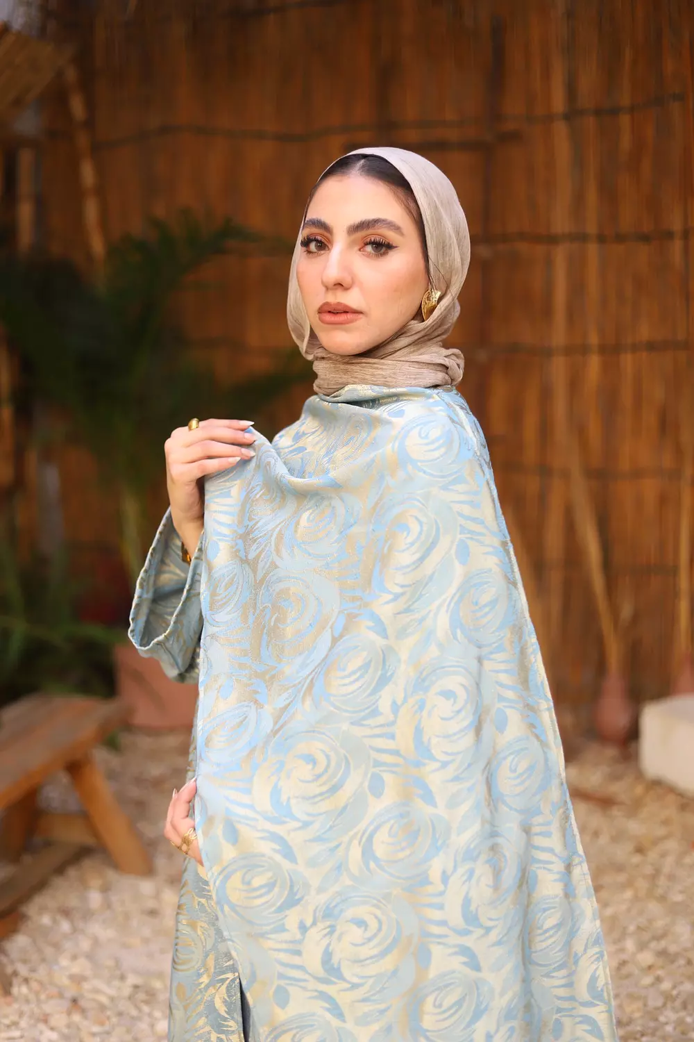 Baby blue & gold Jacquard   3