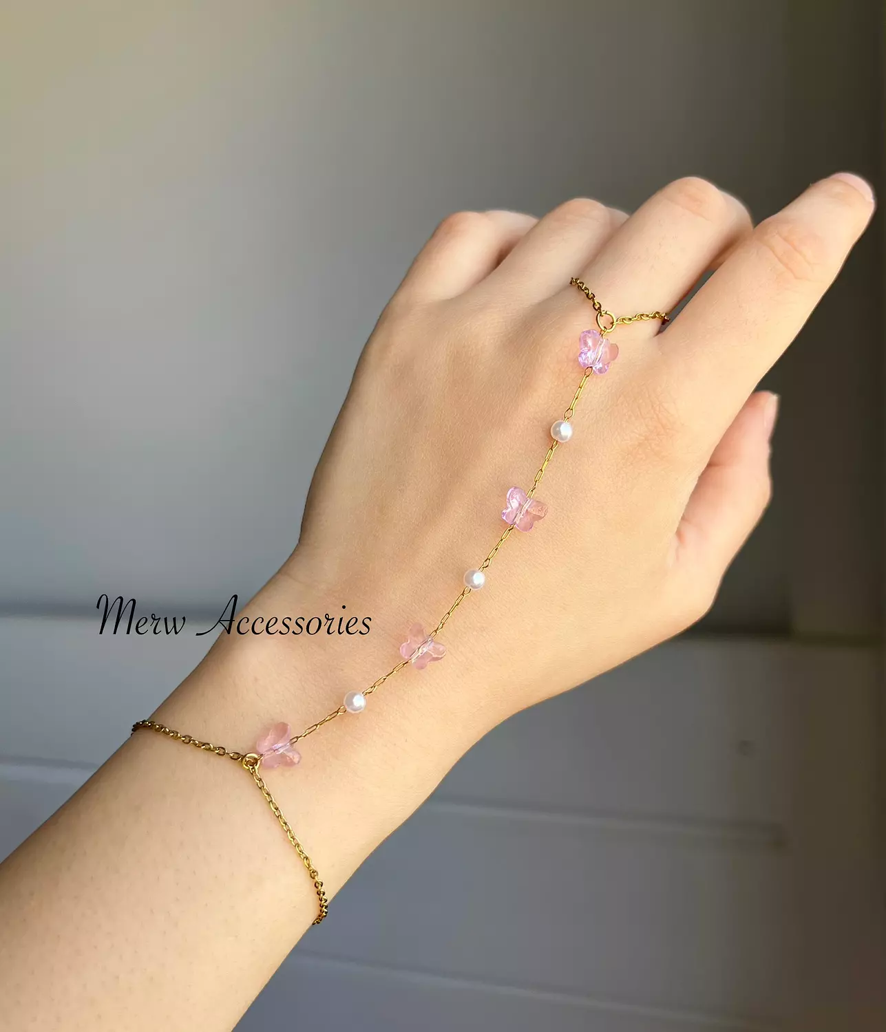 Lavender butterfly hand chain image