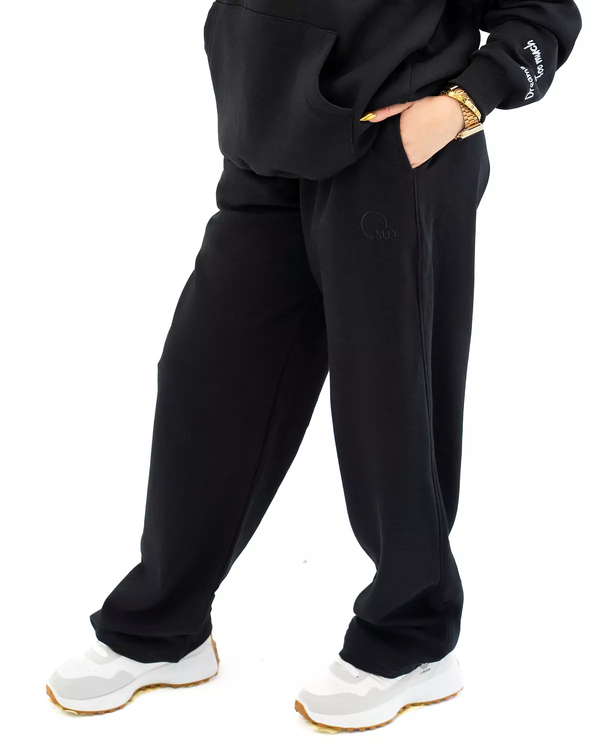 Wide leg & Over size Premium Sweatpants _ Black color image