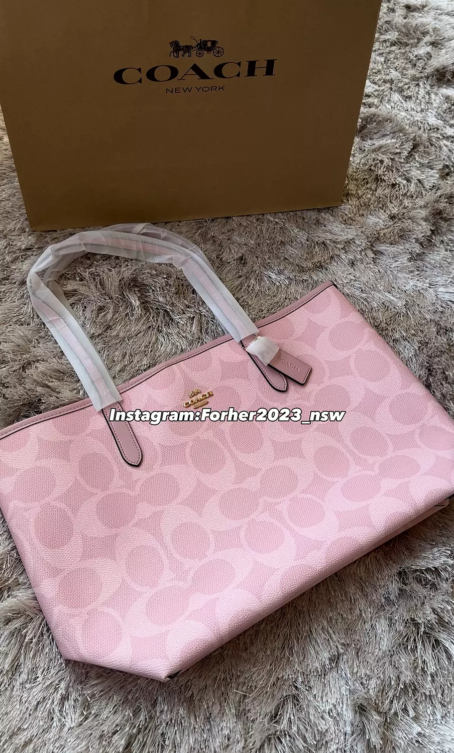 Coach city tote bags available in signature canvas powder pink 2