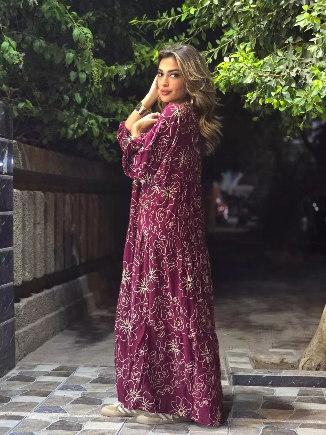 Burgundy Embroidery Dress image