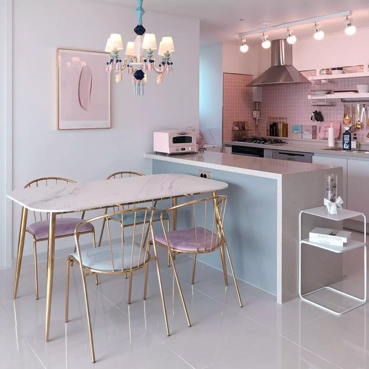 Steel Dining Table - With Alternative to marble Top image