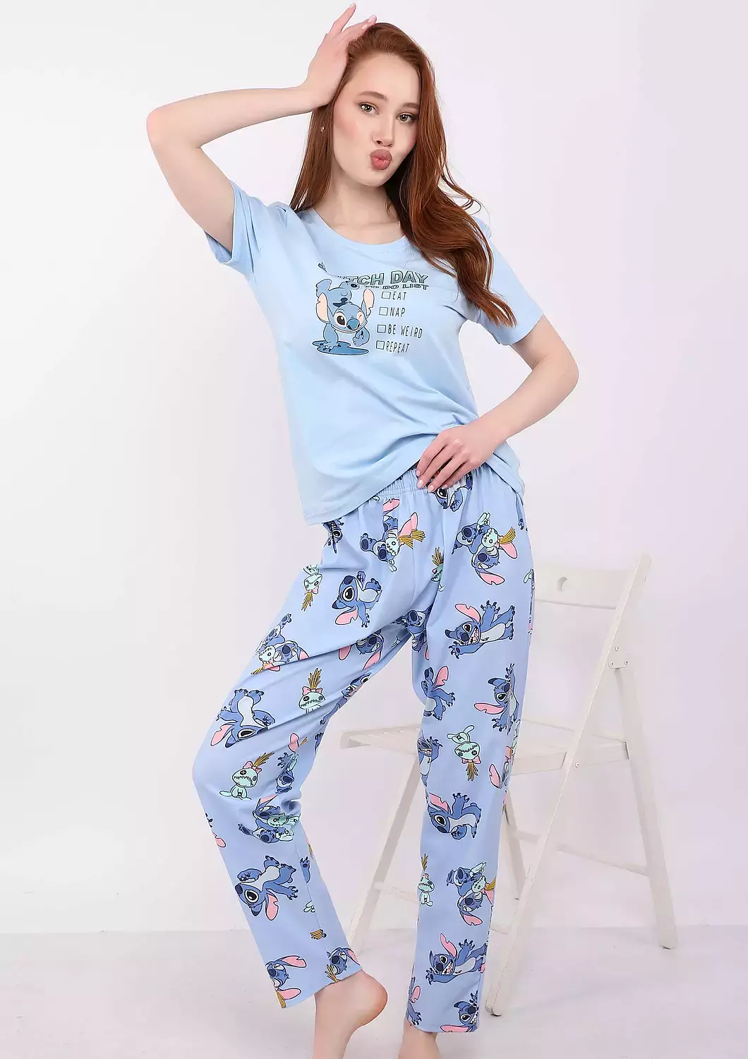 S138 Lilo and Stitch Full-Length pants pajama set  4