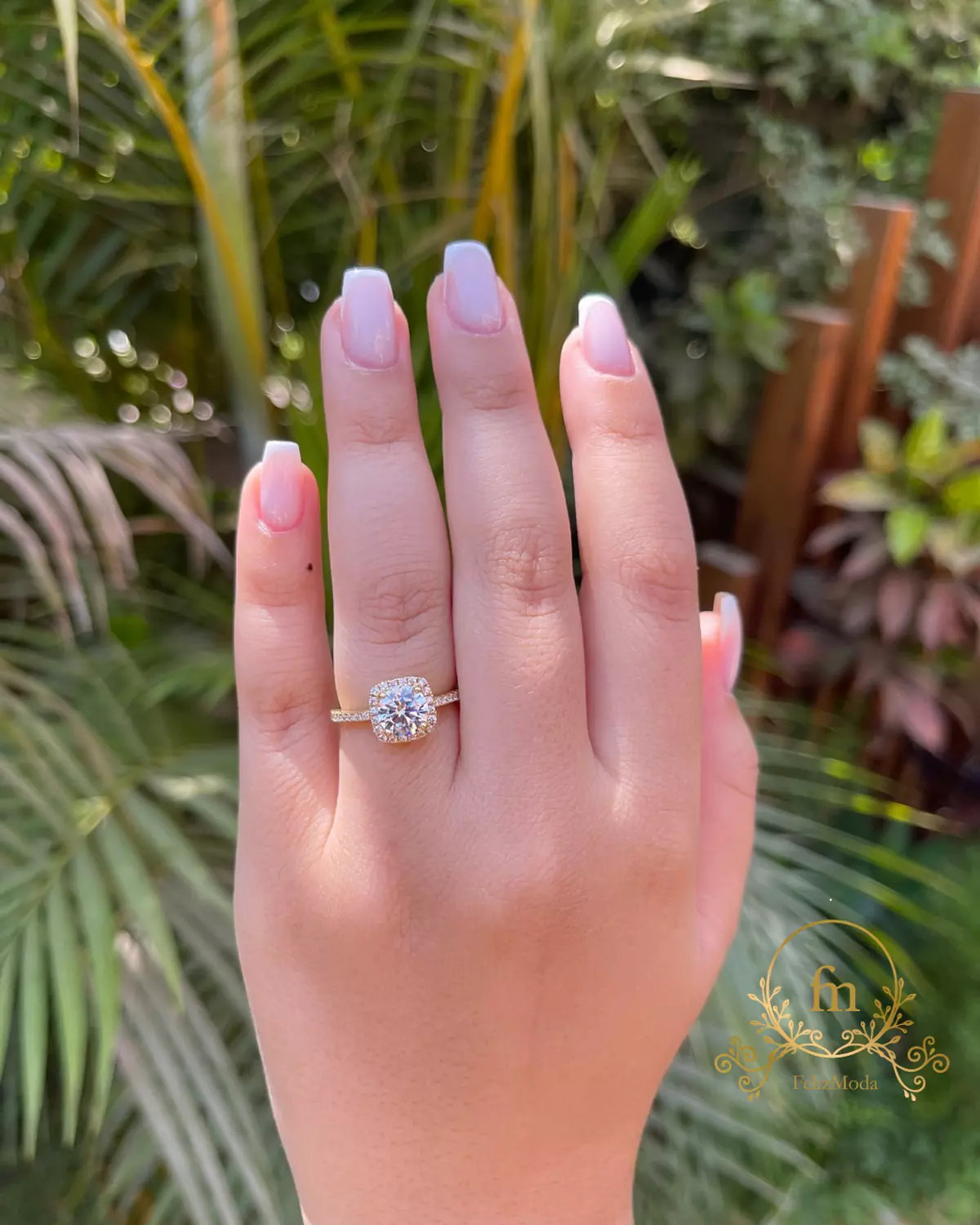 Square zircon stones silver ring gold plated  image