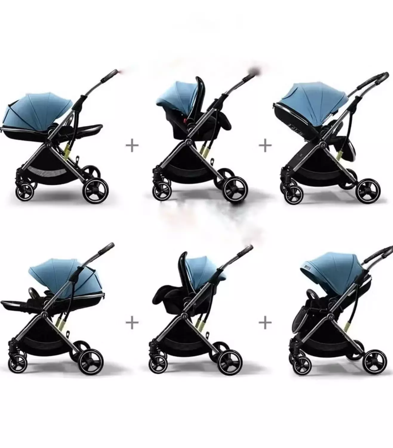  Stroller Umbrella X9 with carseat Luxury In Two Directions - Black 1