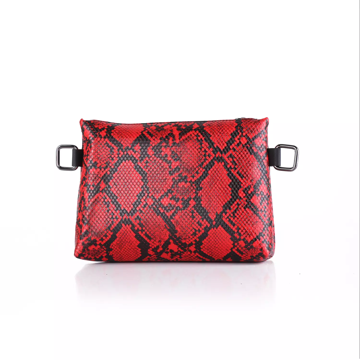 ST Leather Waist And Cross Bag-Red Snake image