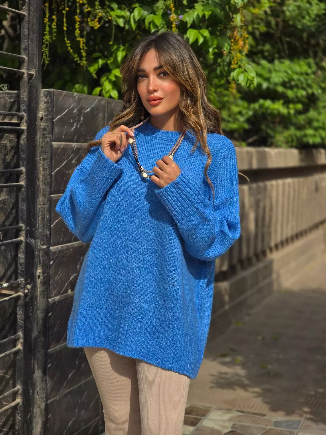 Blue crew neck oversize pullover  2