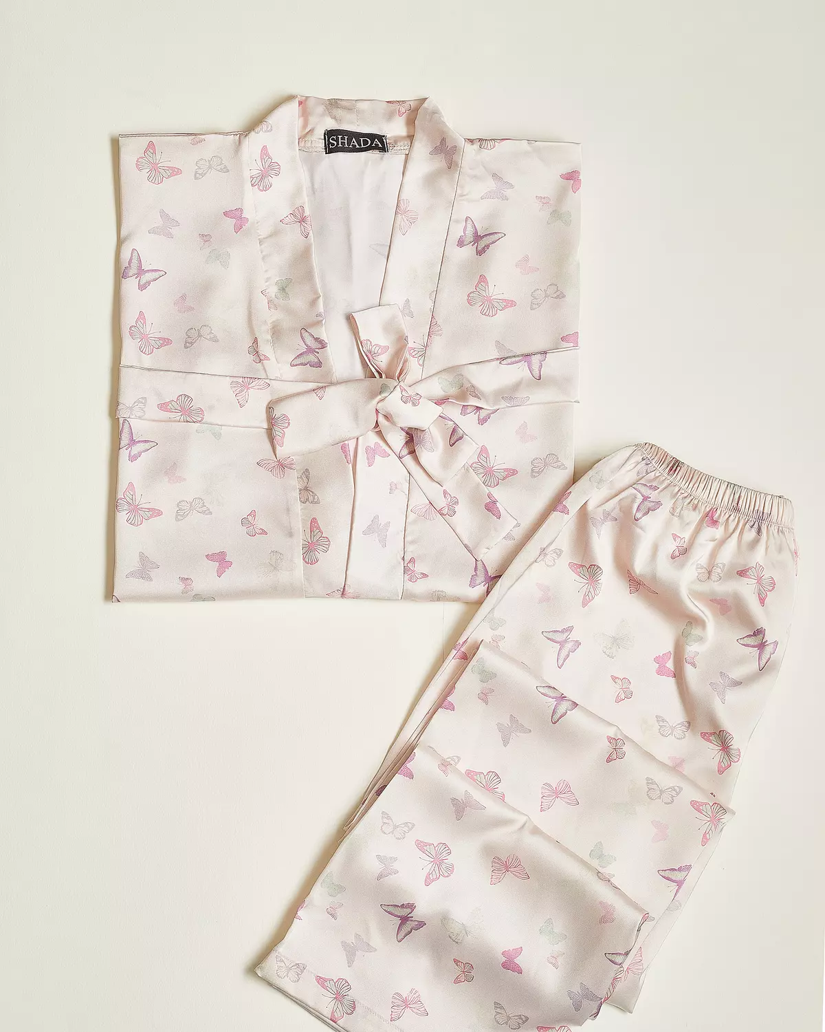 Pink Butterflies Printed Robe and Pants Set  hover image