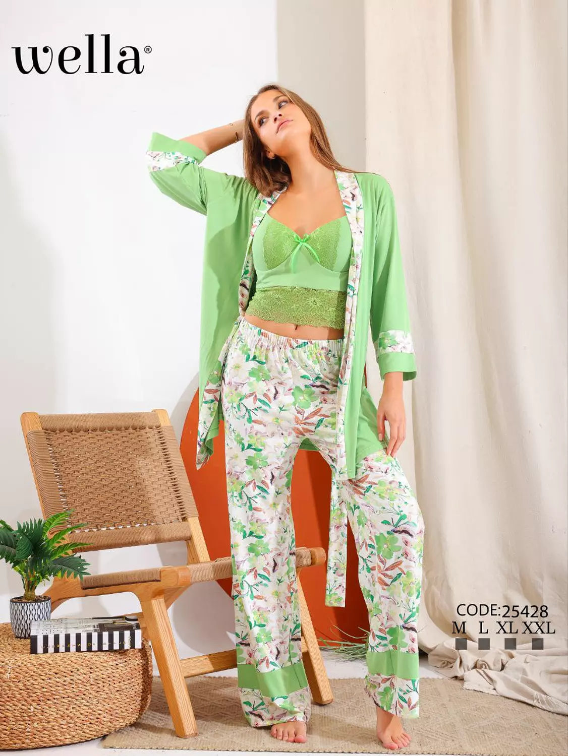 Light green  3-piece pajamas 2